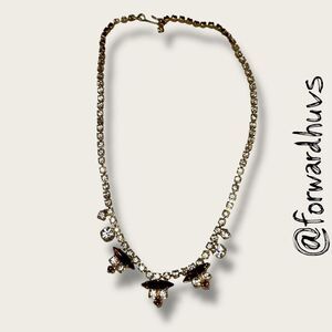 Vintage Rhinestone Statement Necklace – Foldover Clasp – Mid-Century Glam